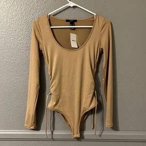 Forever 21 Long Sleeve Beige Body Suit